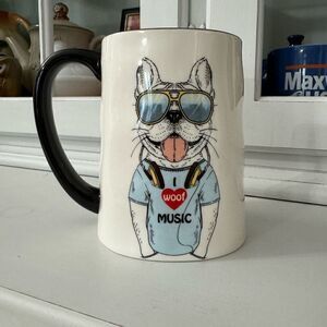 Hipster Animal Coffee Mug Frenchie Music Lover Cool